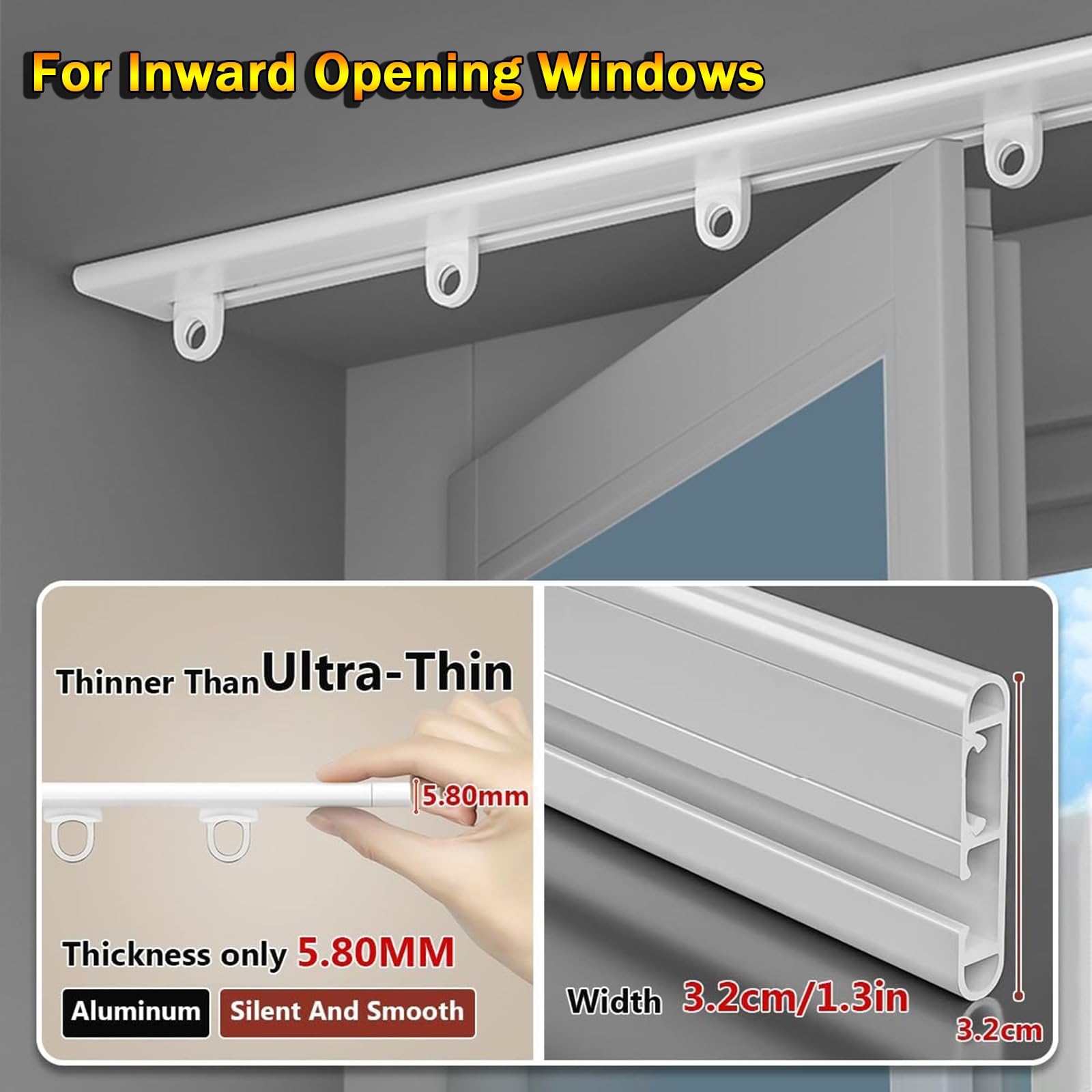 Rieles para Cortinas De Techo Ultrafino para Dormitorio, 1m/2m/5m/6m Pista De Cortina De Aluminio para Cortina De Ducha, Ventanal(180cm/5.9ft (2 * 90cm))