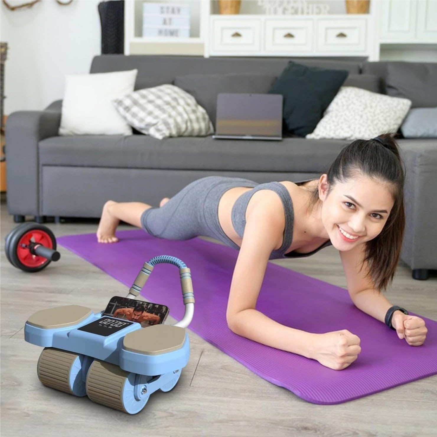 Ab Runde, Automatisches Rückprall-Bauchrad, Bauchroller, Bauchplanken-Rollerrad mit Ellenbogenstütze
