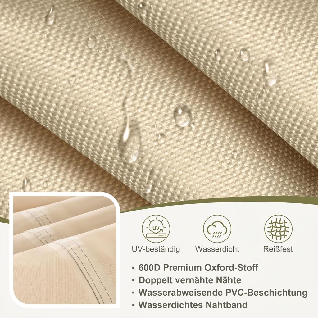 COWVIE Runde Möbelabdeckung für Terrassen-Essgarnitur für Tisch und Stühle im Freien, 600D wasserdichte und UV-beständige Stoffabdeckung für Terrassenmöbel mit Stauraum und Belüftungsöffnung