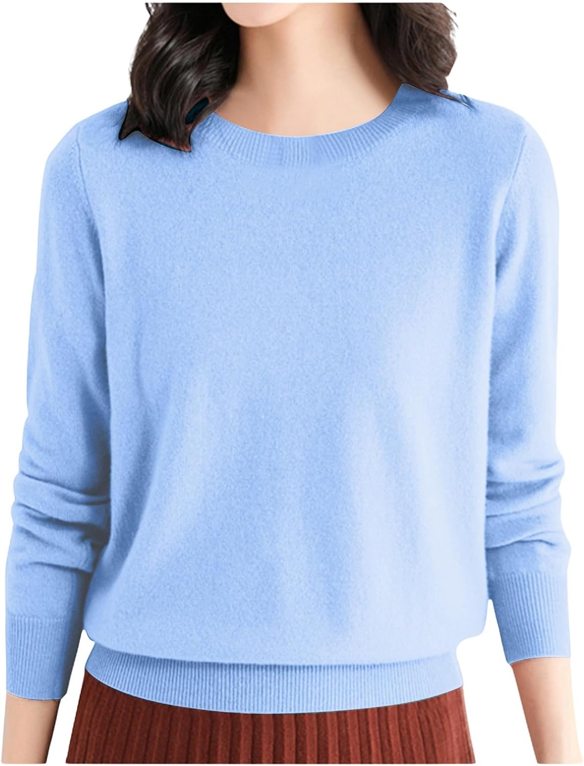 Godom Maglia da donna a maniche lunghe con scollo rotondo, in plastica, da donna, con scollo rotondo, alla moda, lunga, casual, da donna, da pirata, da donna, Vino, XXL