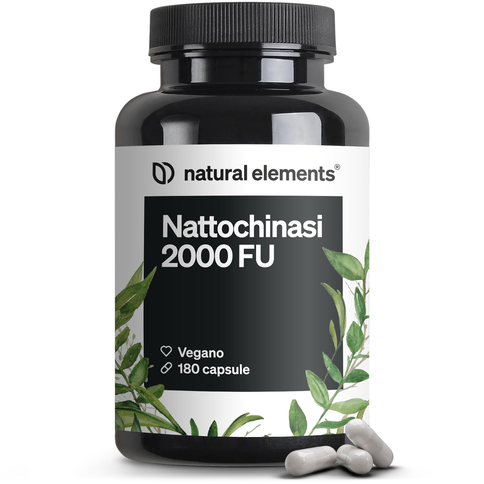 Nattochinasi – 180 capsule ad alto dosaggio con 100 mg ciascuna (20.000 FU/g) – natto da soia senza OGM – vegano, senza additivi inutili – prodotto e testato in laboratorio in Germania