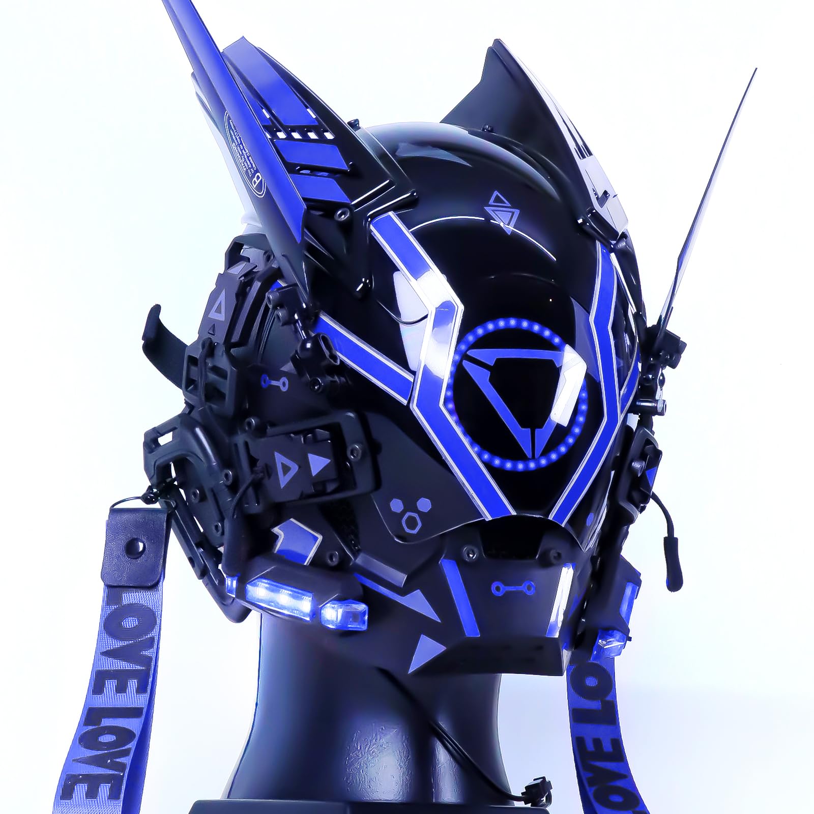 Cyberpunk Gothic Mask Helmet for Adult Techwear Mask Halloween Cosplay Costume Accessory with LED Futuristic Helmet