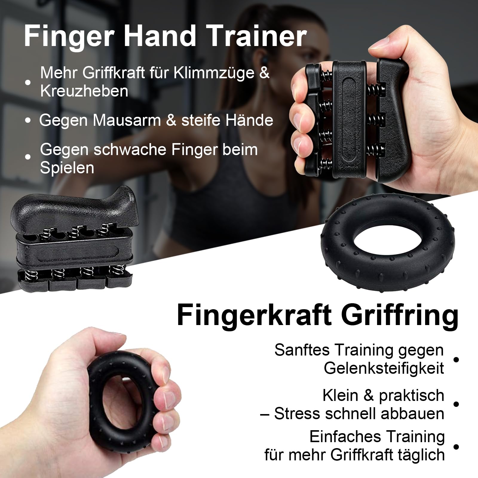 Hand Grip Molla Avambraccio Gripper - Pacco da 5, Attrezzo per Esercitare Le Dita, Finger Stretcher,Attrezzo di Muscolazione Regolabile per Rinforzo Muscolare, Riabilitazione e Fitness