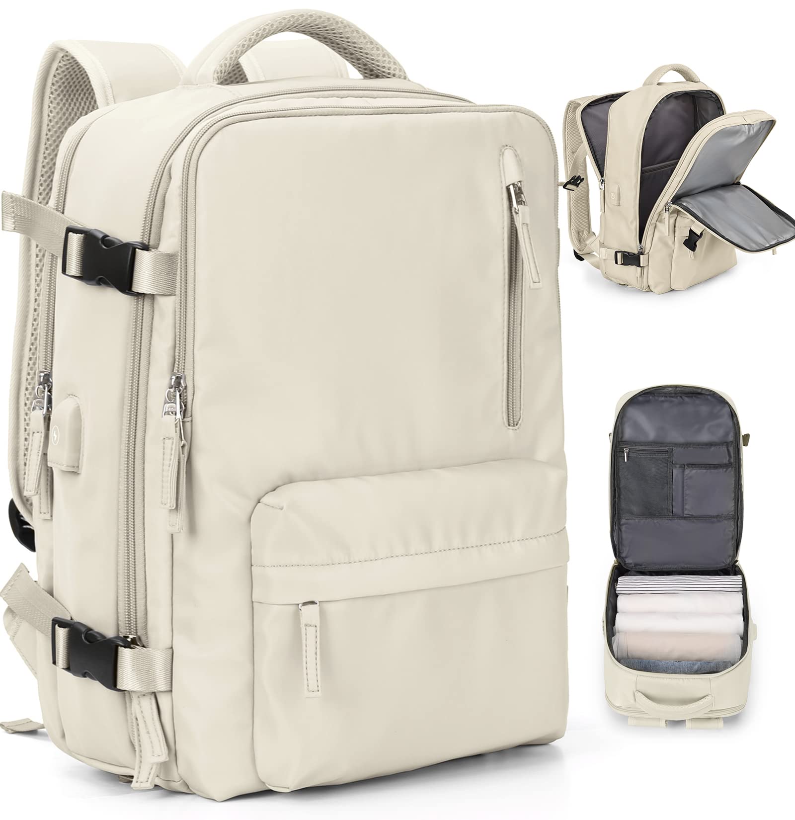 Zaino da Viaggio per Easyjet 45x36x20 Bagaglio a Mano Zaino Borse da Cabina per Ryanair Il Sedile Zaino Aereo Bagaglio a Mano Donna Borsa Cabina Viaggio Zaino Travel Viaggio Casual Daypack,A3 beige