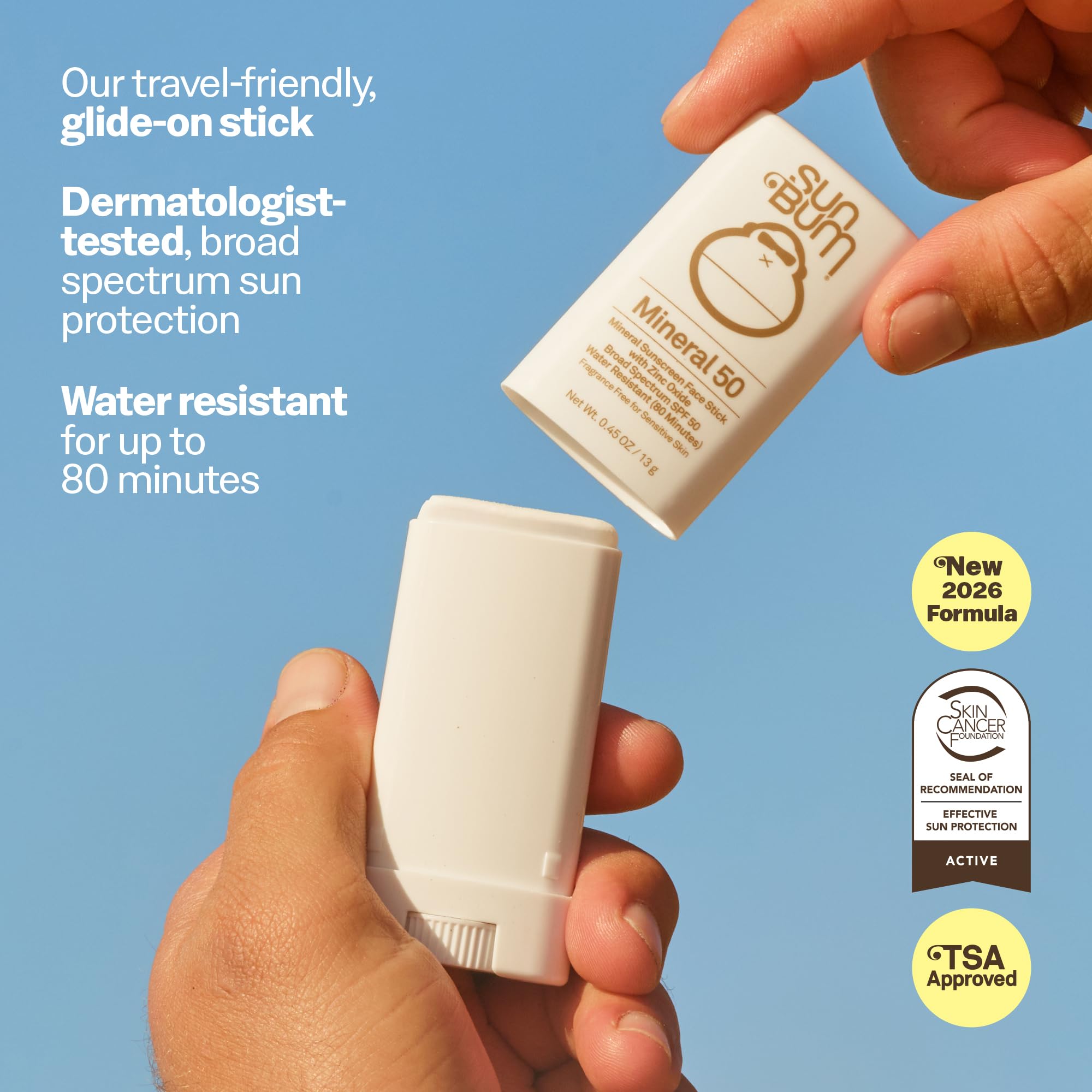 Sun Bum Crème solaire minérale SPF 50 visage – Écran solaire large spectre résistant à l'eau vitamine E – Conforme loi Hawaï 104