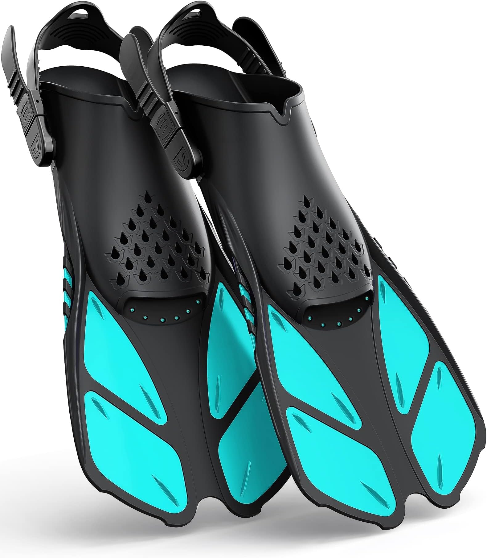 NALACAL Snorkel Fins Adjustable Buckles Open Heel Swim Flippers Travel Size Short Swim Fins for Snorkeling Diving Swimming Adult Men Womens