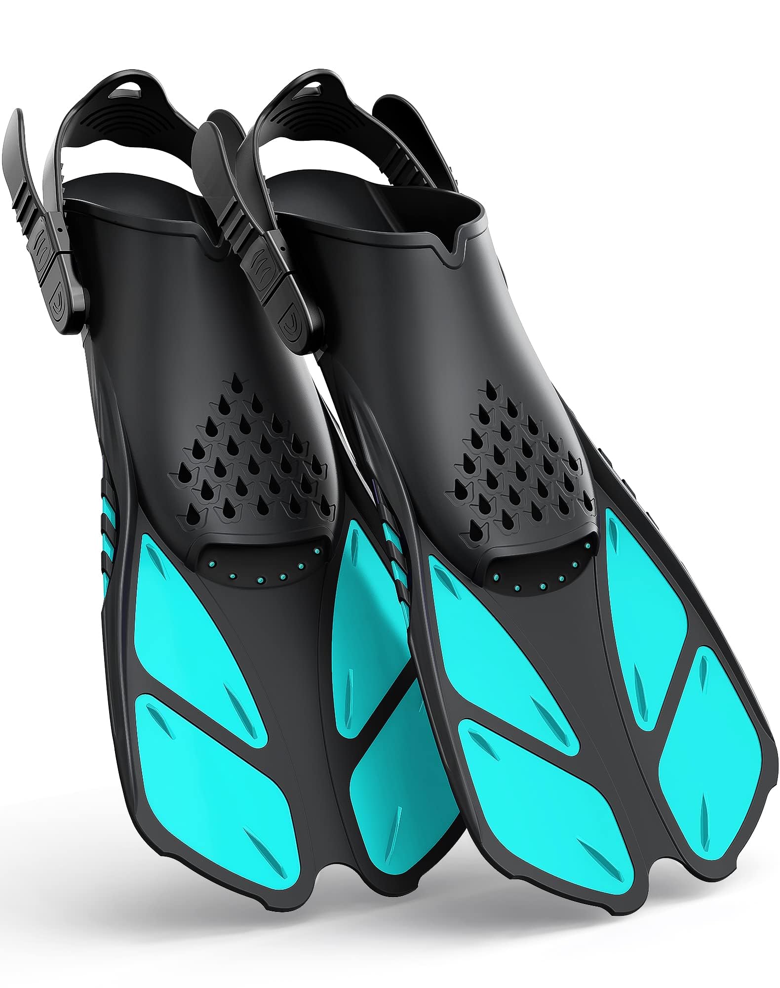 NALACAL Snorkel Fins Adjustable Buckles Open Heel Swim Flippers Travel Size Short Swim Fins for Snorkeling Diving Swimming Adult Men Womens
