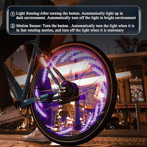 Miniatura 8 de Led Spoke Lamp, Solar Powered Tire Light, Motion Sensor with Waterproof Cycling Gear, Boys with Adults Bike Decoration, Cycle Light, Night Riding