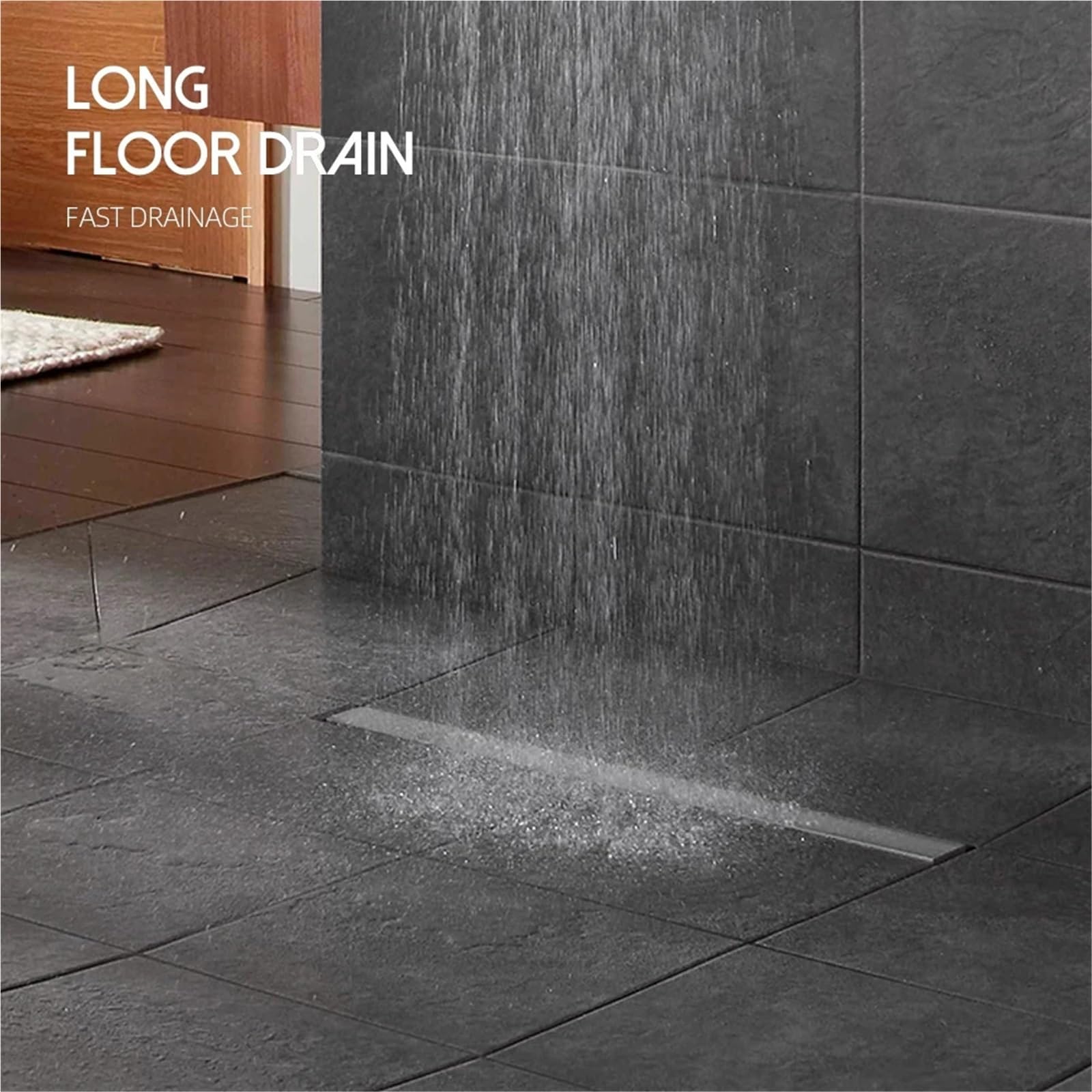 Desague Ducha 60/80/90/100CM Drenaje de Piso baño Ducha Lineal Accesorios inserción Azulejos Acero Inoxidable