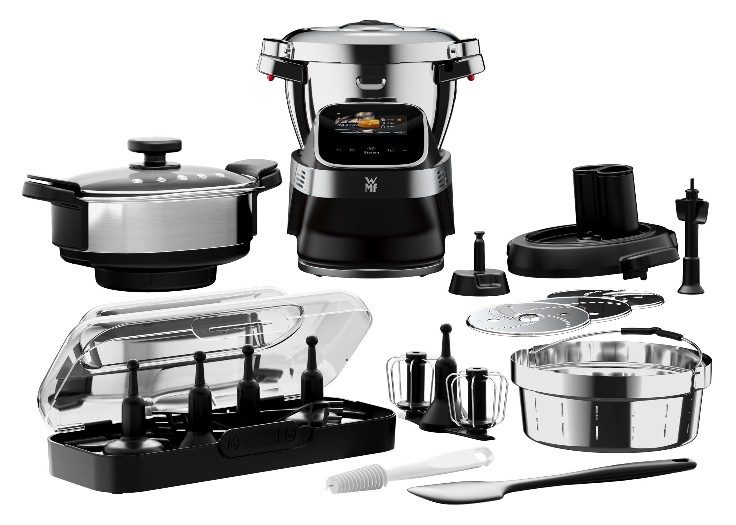 WMF Avantgarde Küchenmaschine mit Kochfunktion, besonders leise, 14 Kochprogramme, WLAN, Kochschüssel 3l, Touchscreen, intuitive App, Rezepte, edelstahl matt