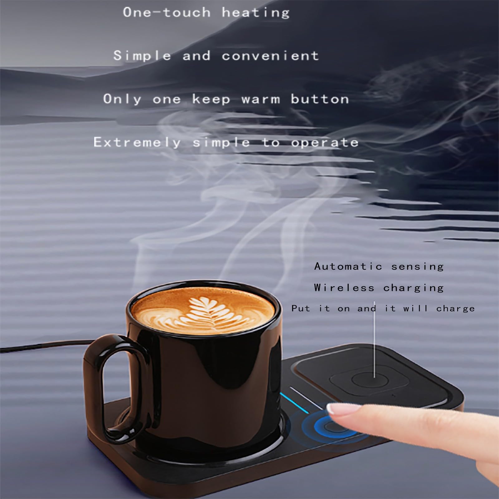 Calentador de tazas de café; taza de café inteligente para oficina; calentador de bebidas eléctrico; calentador de tazas inteligente para escritorio de oficina en casa A,22 * 11.5 * 1cm