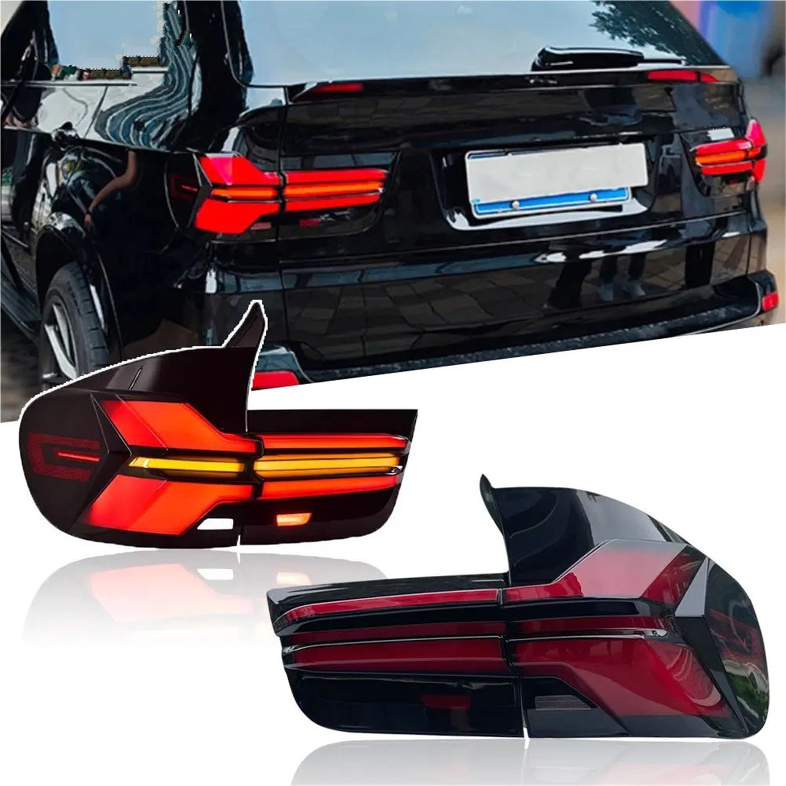 Genérico Para Para X5 E70 2007-2013 Conjuntos De Luces Traseras LED Señal Giro Flujo Secuencial Luz Trasera Accesorio Lámpara Automática(2011-2013)