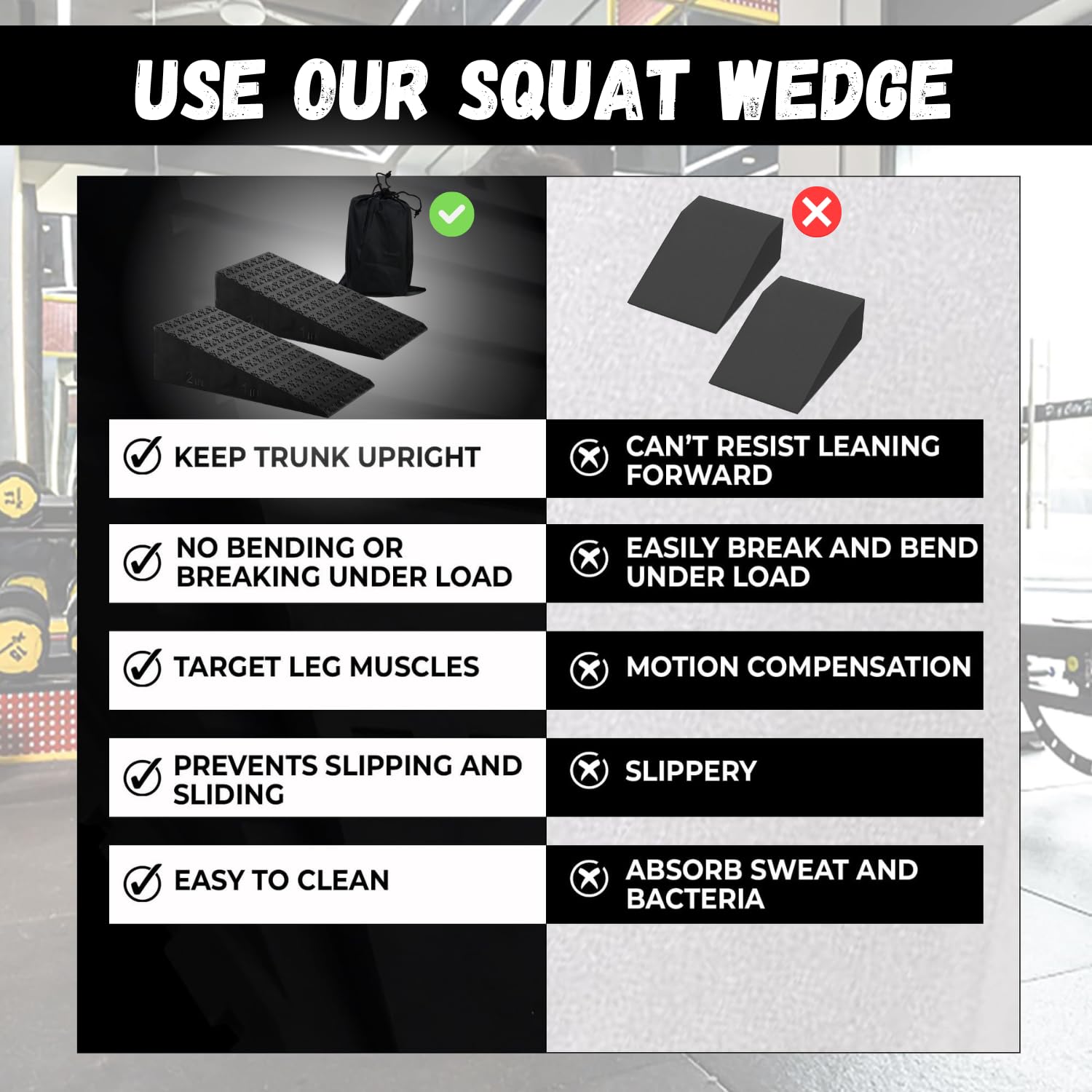 Deep Impact 2PCs Squat Wedge Block – Adjustable Slant Board for Heel Elevated Squats, Calf Raises, Weightlifting, Deadlift Platform, Foot Exercise Ramp for Enhanced Mobility & Strength
