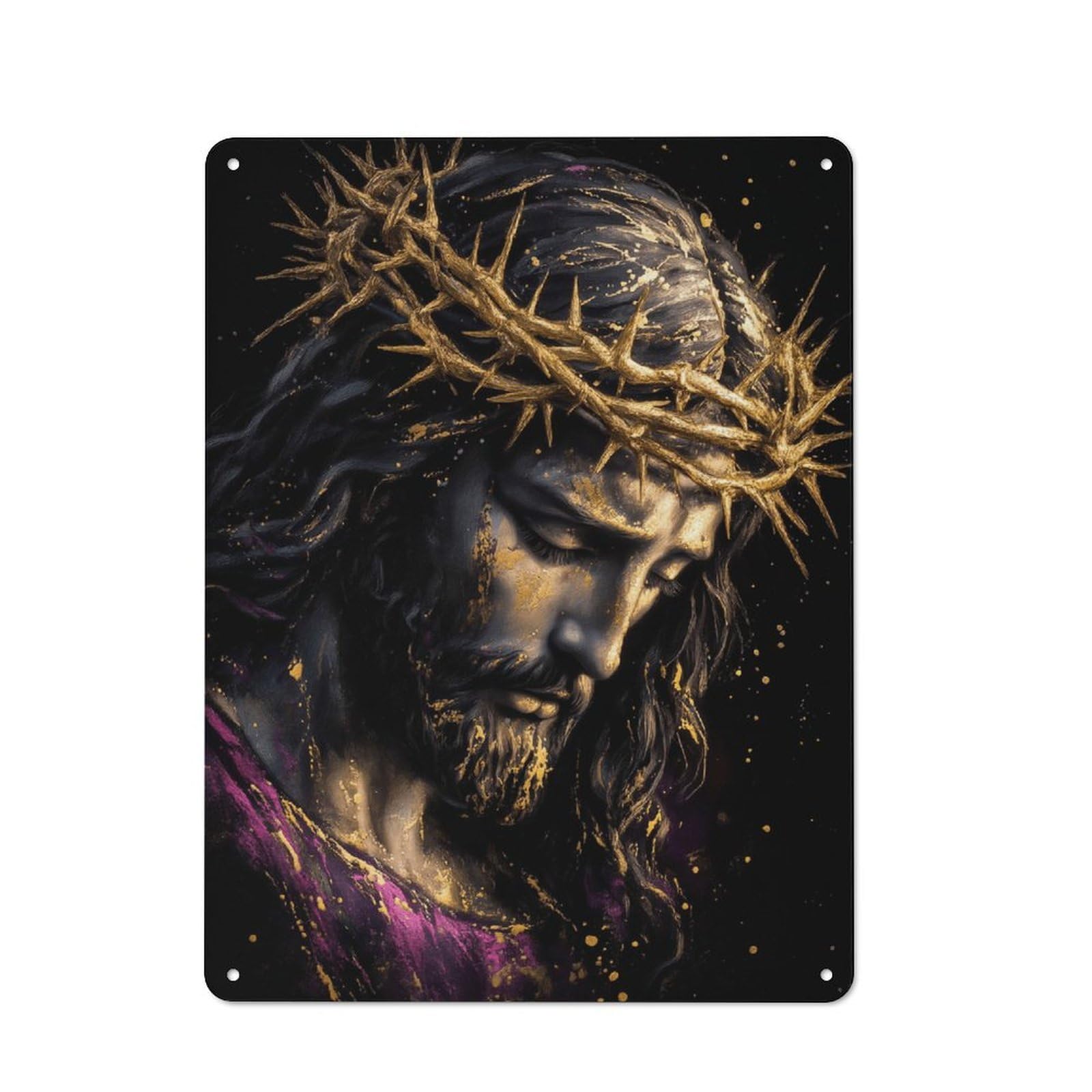 Junmoney Style-15 Jesus Christ Crown Of Thorns Printed Metal Sign 40X30cm For Home Office Or Studio, A Christmas Gift For People Styling Home Office And Studio