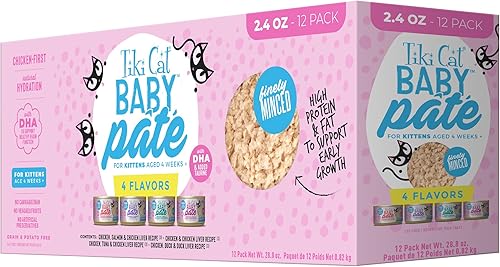 Tiki Cat Baby Pate Wet Cat Food for Kittens Variety Pack, 2.4 oz. Can (12 Count)