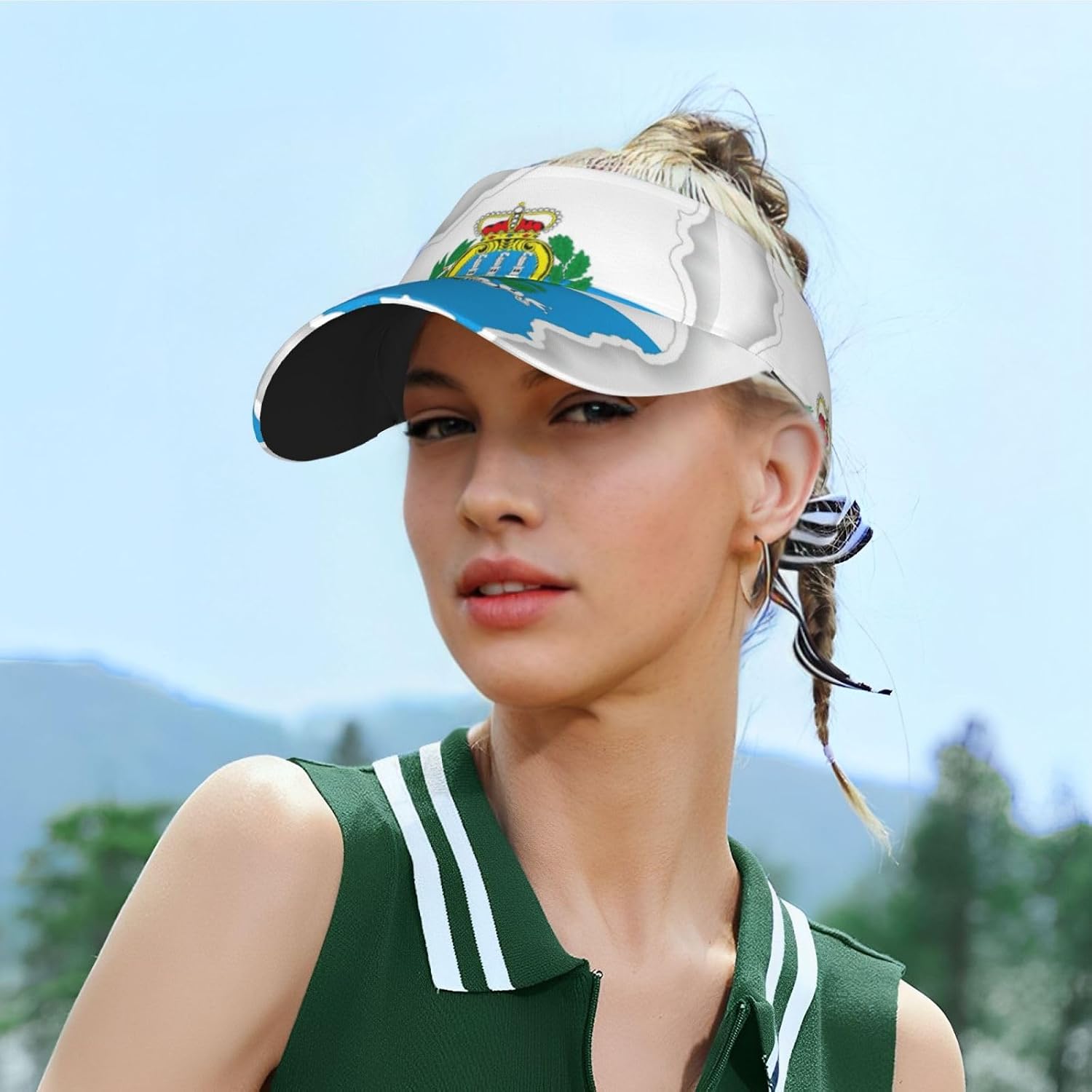 San Marino Flag Map Print Sport Sun Visor Hats Adjustable Empty Top Baseball Cap Ball Caps Sun Hat for Women and Men Black