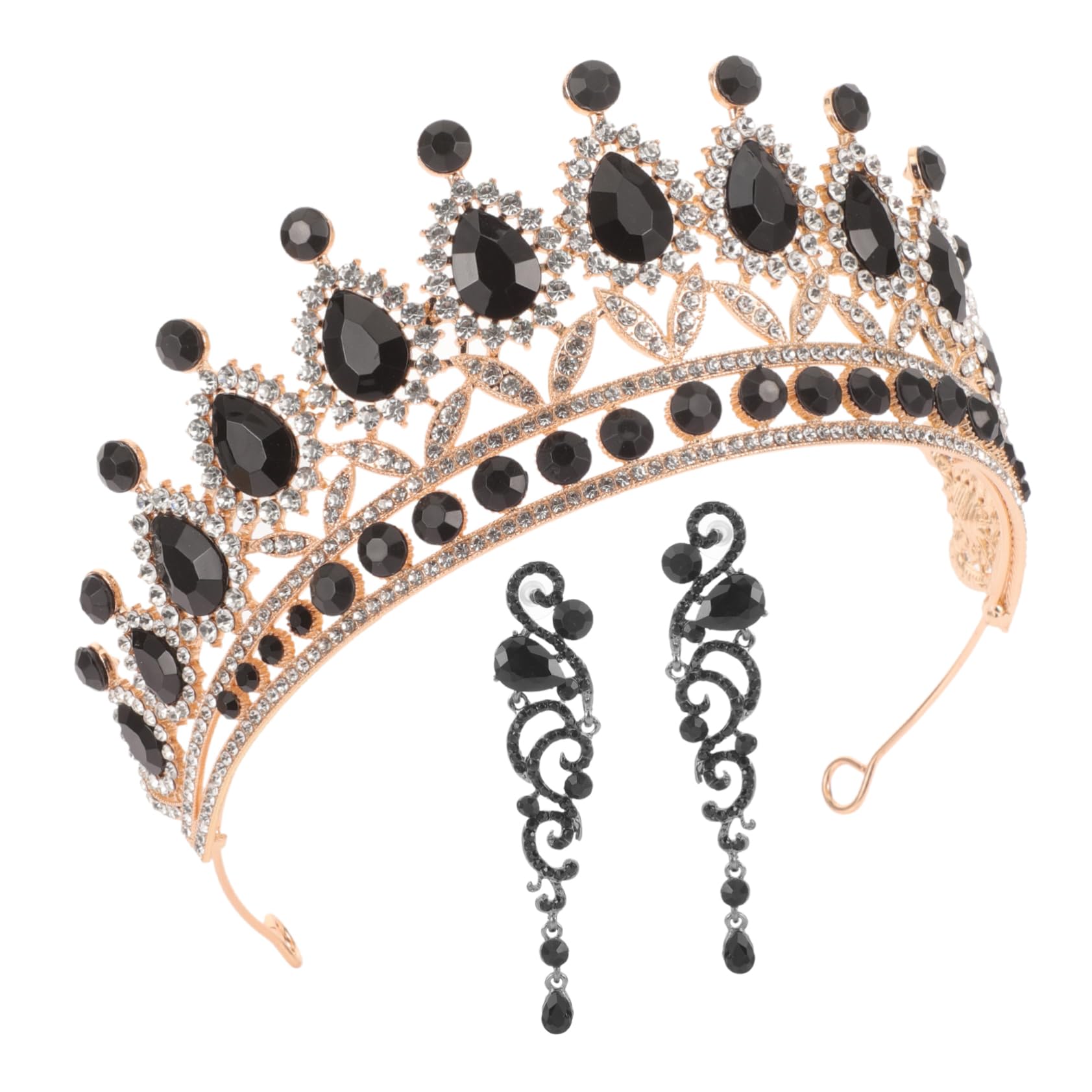Healeved 5 Juegos Conjunto de Joyería para Mujer con Diadema de de Brillantes y Pendientes Colgantes para Bodas y Cumpleaños Diseño Vintage