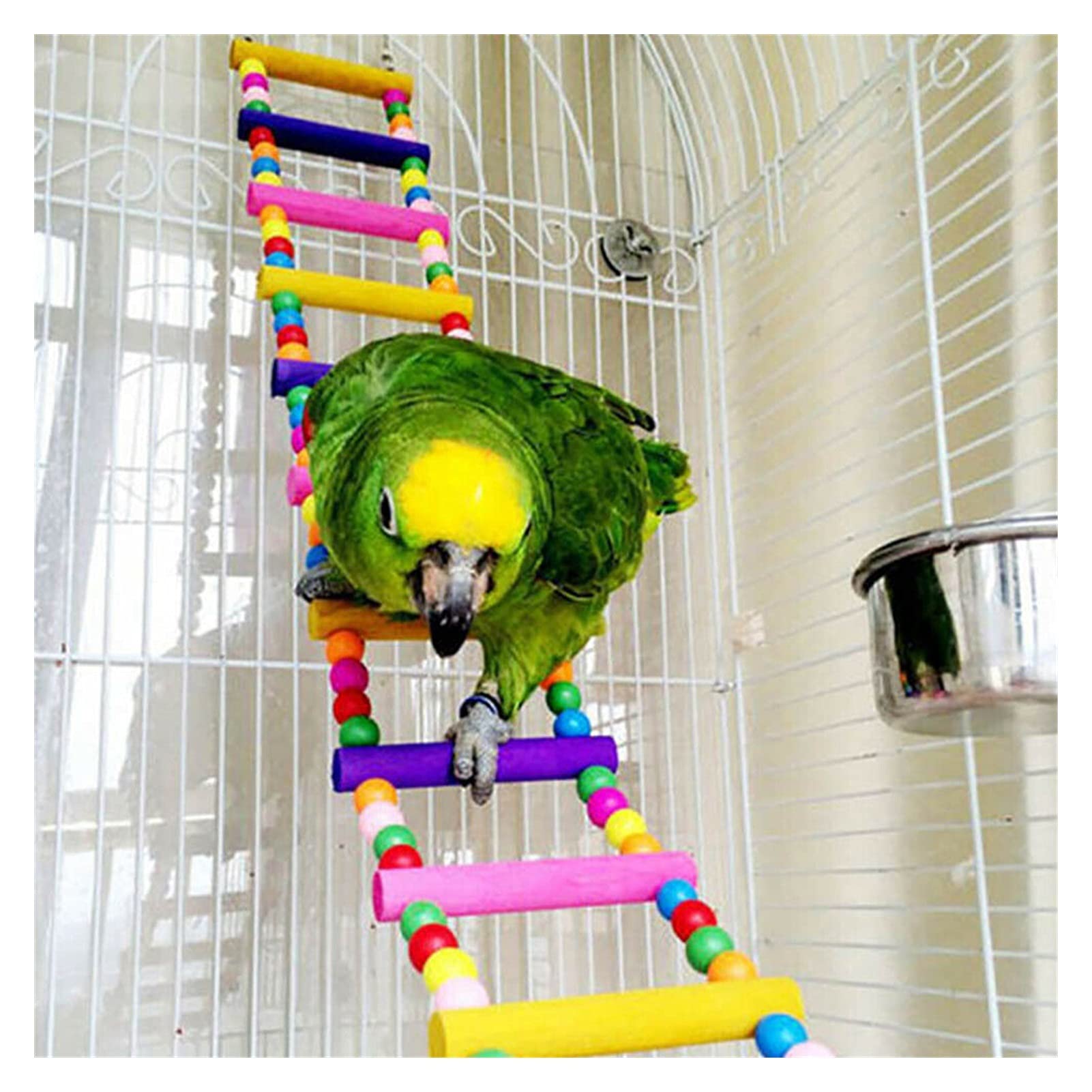 Vogelspielzeug 1. 0PCS / Set Vögel Haustiere Papageien Leitern Klettern Spielzeug Bunte lustige Swing Ball Bell Stand Budgie Sittich Käfig Bird Training Spielzeug