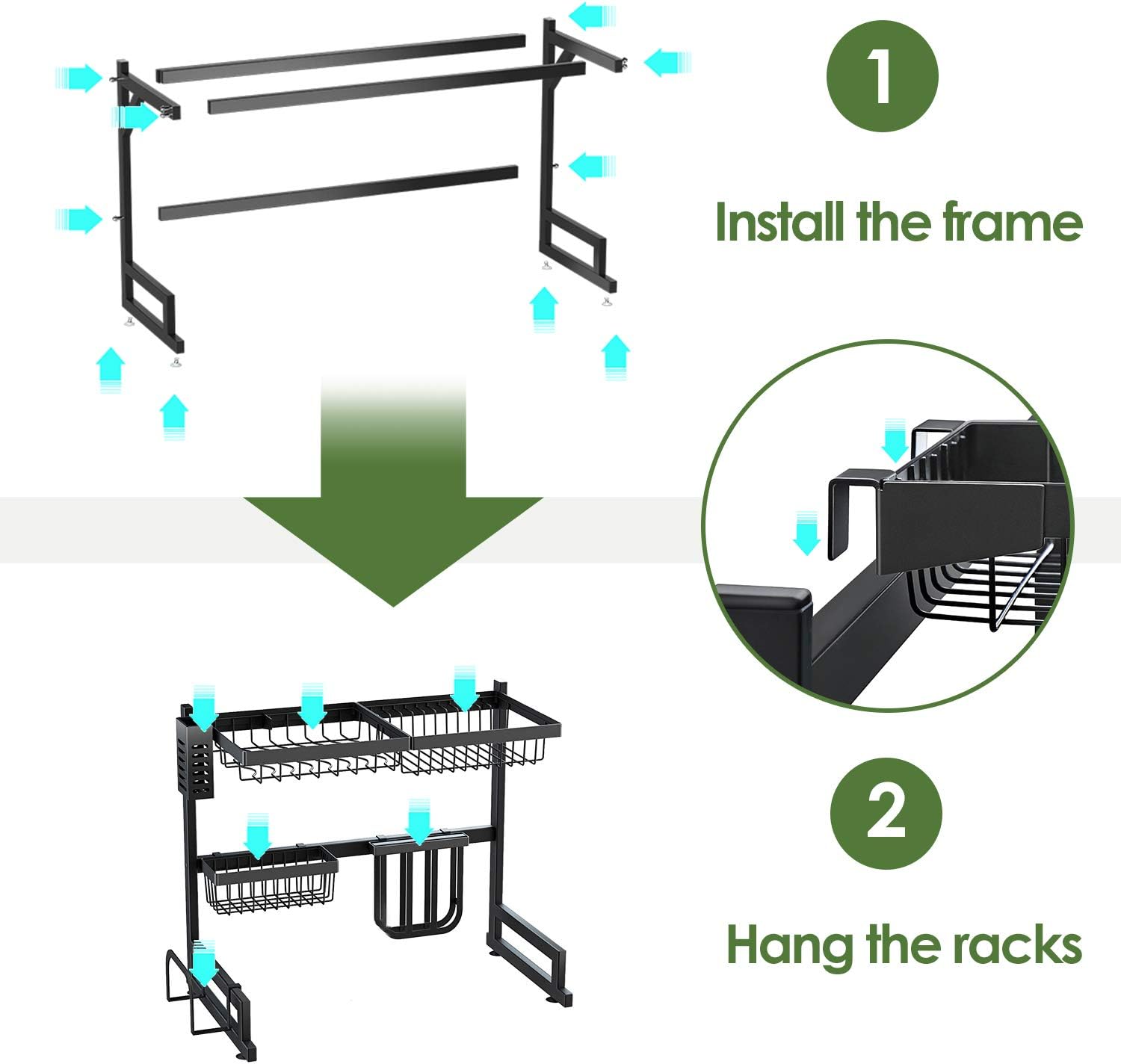 🛒 Flаѕh Sаlе Over the Sink Dish Drying Rack (Sink Size ≤ 24 inch) Stainless Steel Paint Kitchen Rack Toolless Installation Kitchen Dish Rack Space Saver Over the Sink Organizer with Utensils Holder, Black Uр Tо 50% оƒƒ Over the Sink Dish Drying Rack (Sink Size ≤ 24 inch) Stainless Steel Paint Kitchen Rack Toolless Installation Kitchen Dish Rack Space Saver Over the Sink Organizer with Utensils Holder, Black