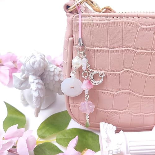 Miniatura 7 de Y2K - Juego de bonitos dijes para teléfono, correas estéticas de cereza, flor, mariposa y estrella, accesorios para teléfono celular, accesorios