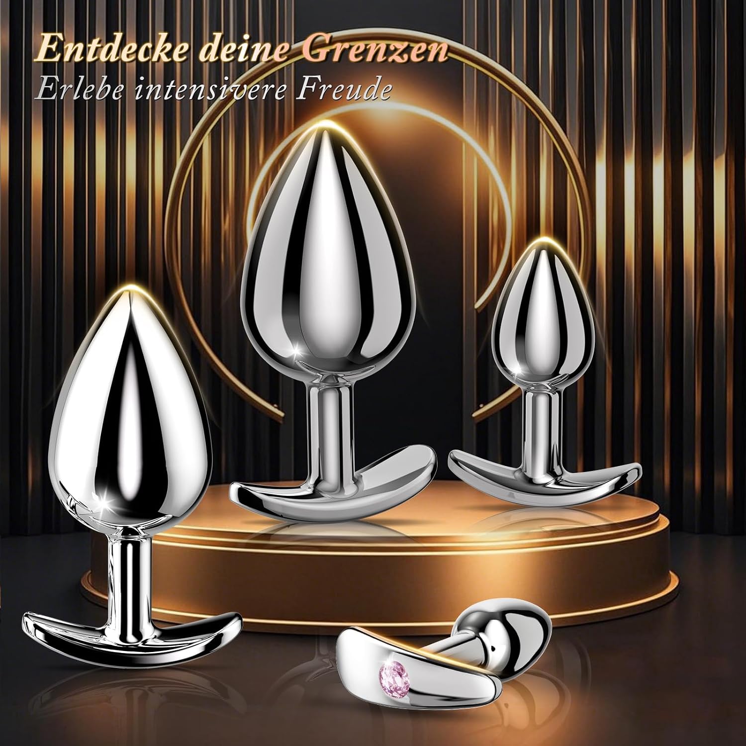 Anal Plug Beginner Set Anal Toys - Beginner 4 Piece Set Sex Toys with Crystal Hook Base SM Sex Toys for Adult Games Toy Anal Trainer Kit buttplug for Adult Unisex Women and Men Couple