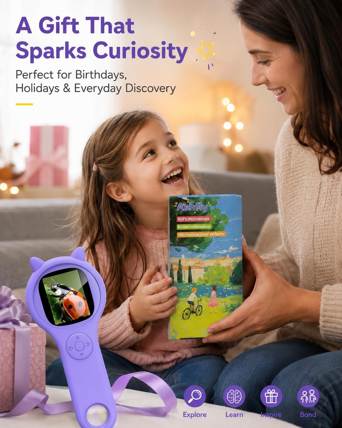 Ashfly Kids Microscope 500x Digital Magnifying