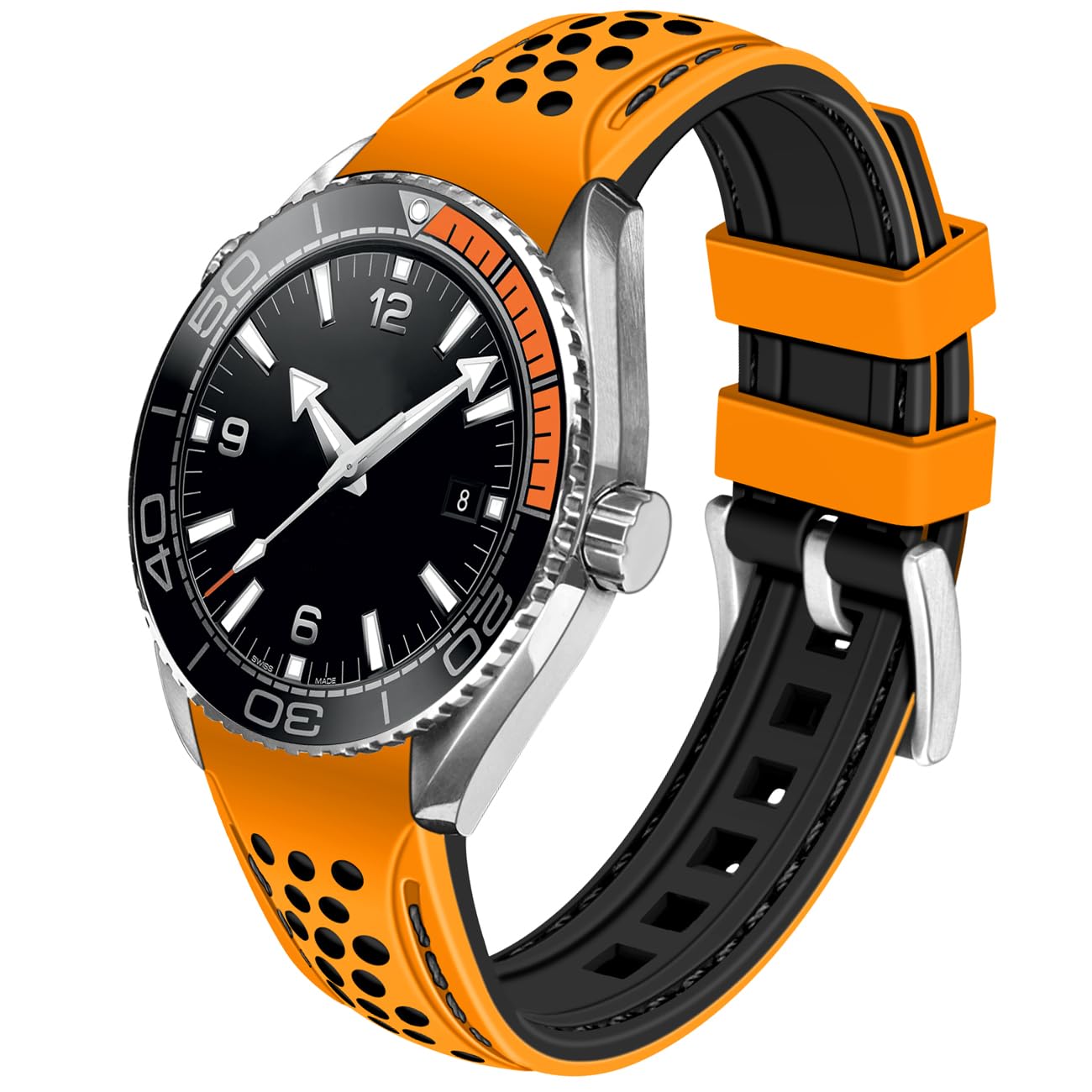 Juntan 20mm 22mm Silicone Watch Band, Rubber Curved Ends Racing Lightweight Watch Straps Sport Replacement for Moonswatch Multiple Colors Men Women Watch Bands