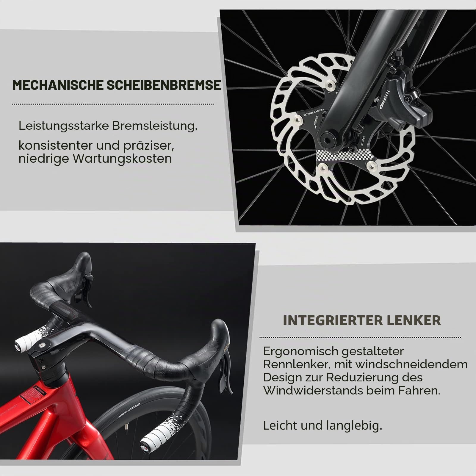 KABON Carbon Gravel Rennrad, T800 Carbon Fiber Rahmen 700C Mit 18 Gängen, Integriertem Lenker, Scheibenbremsen für Männer/Frauen