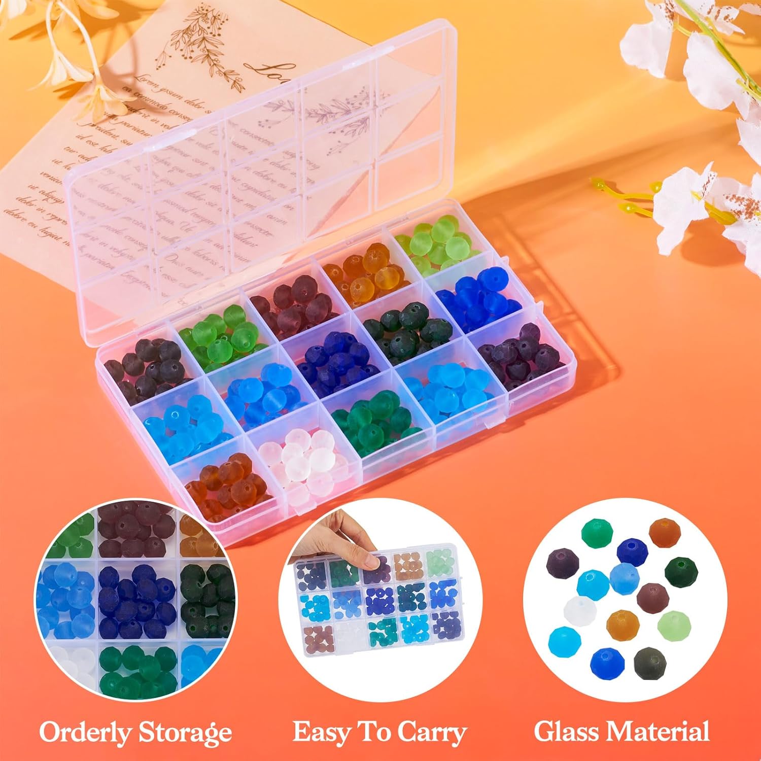 KISSITTY 195pcs 10mm Frosted Crystal Beads Glass Bead Spacers 15 Colors Faceted Rondelle Matte Loose Beads for DIY Necklaces Earrings Friendship Bracelets Jewelry Craft Making for Women - Image 4