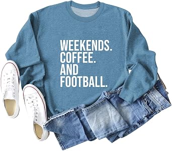 Weekends Coffees And Football Sweatshirt For Women Game Day Shirt Football Sweatshirt Football Long Sleeve Shirt