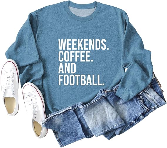 Weekends Coffees And Football Sweatshirt For Women Game Day Shirt Football Sweatshirt Football Long Sleeve Shirt
