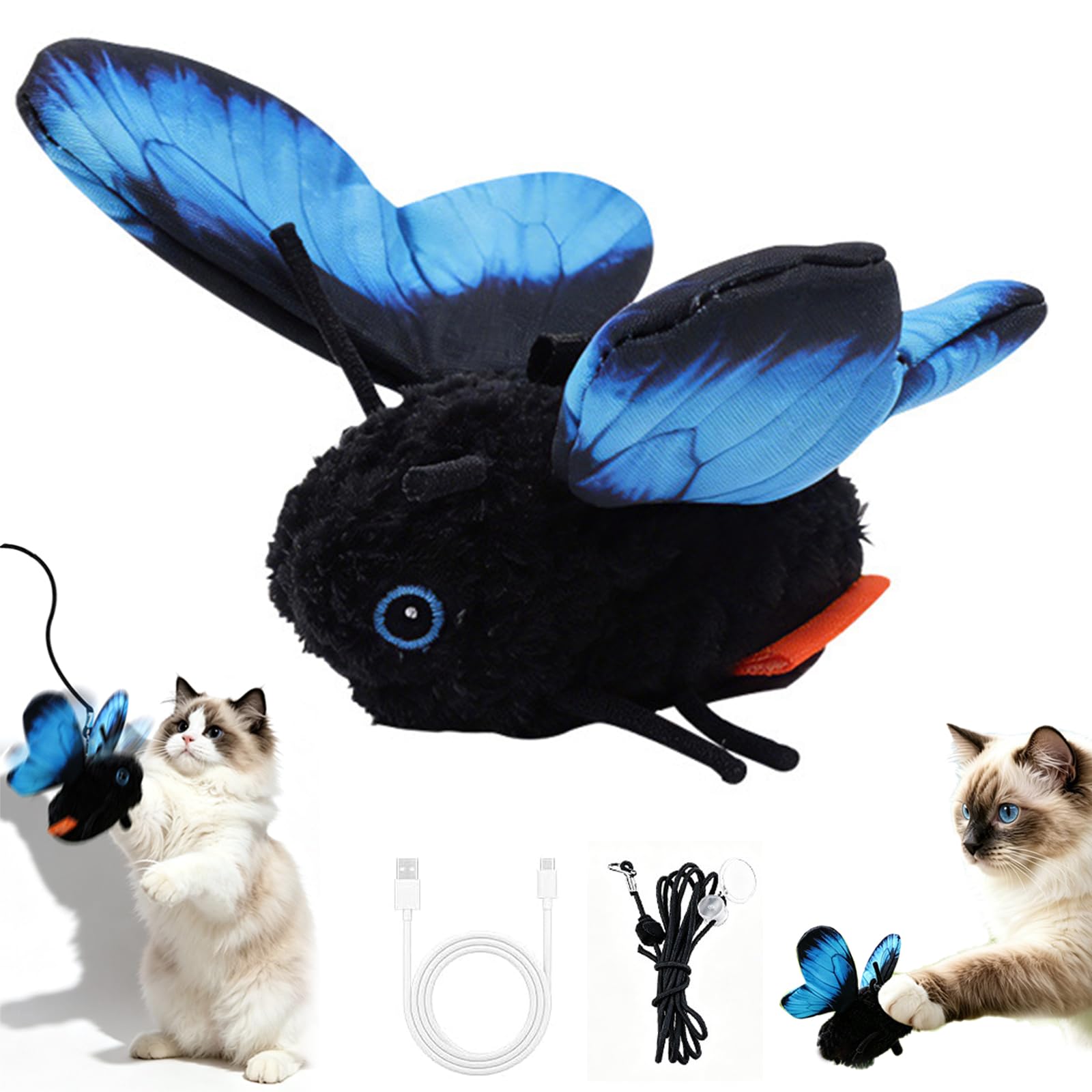 Cat Interactive Toy for Indoor Cats Fluttering Butterfly Toy Flapping Wings