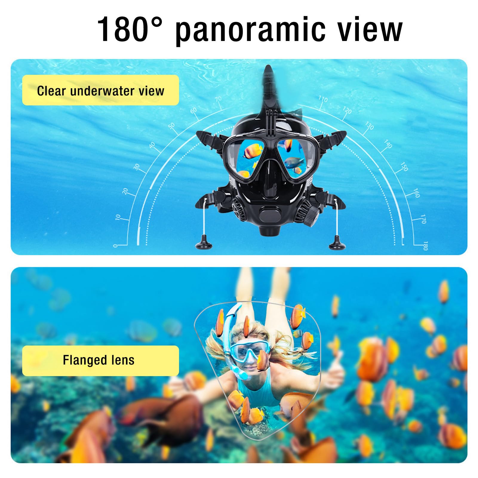DIDEEP - Mini tanque de buceo con gafas de buceo de cara completa, tanque de oxígeno portátil de 1 litro y equipo de esnórquel para los entusiastas de la exploración submarina y el esnórquel