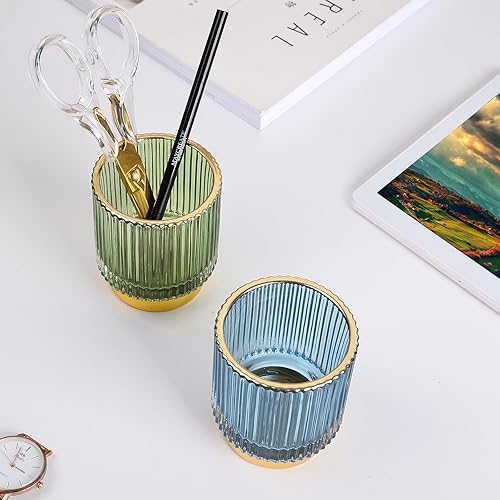 Miniatura 9 de CANITORON Soporte para brochas de maquillaje, organizador de brochas de maquillaje cosmético de vidrio, soporte de almacenamiento para brocha de