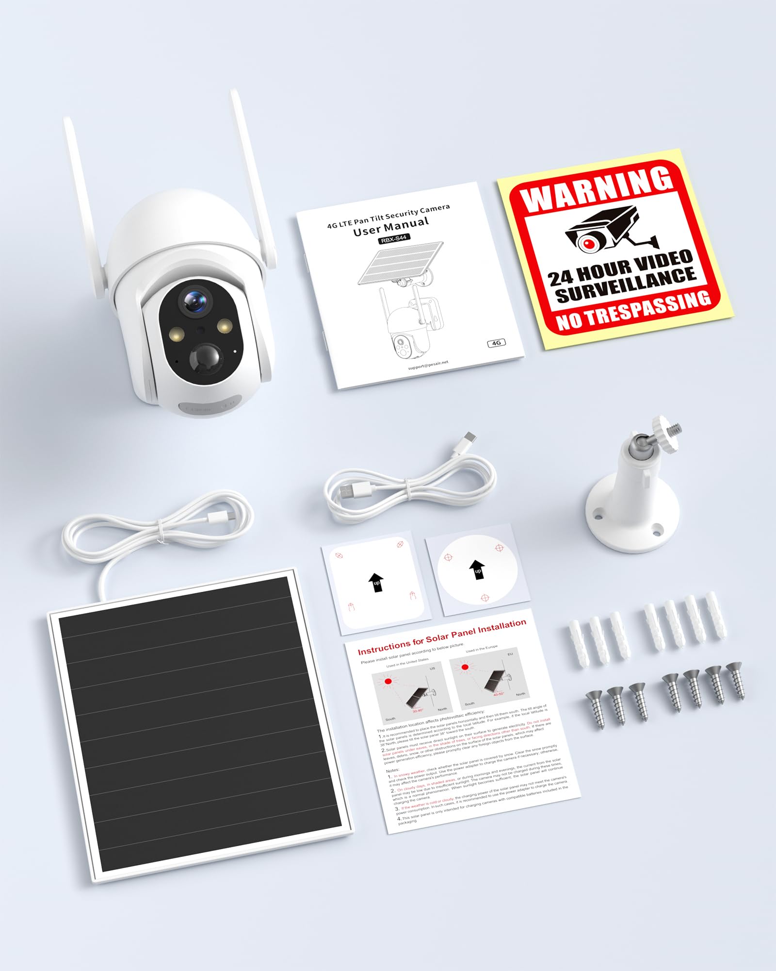SEHMUA 24/7 AOV 4G LTE Überwachungskamera Aussen Solar SIM, 2K PTZ Überwachungskamera Aussen Ohne WLAN mit 7W Solarpanel, 20M Farbnachtsicht, KI-Erkennung, 2-Wege-Audio, PIR Erkennung, eSIM