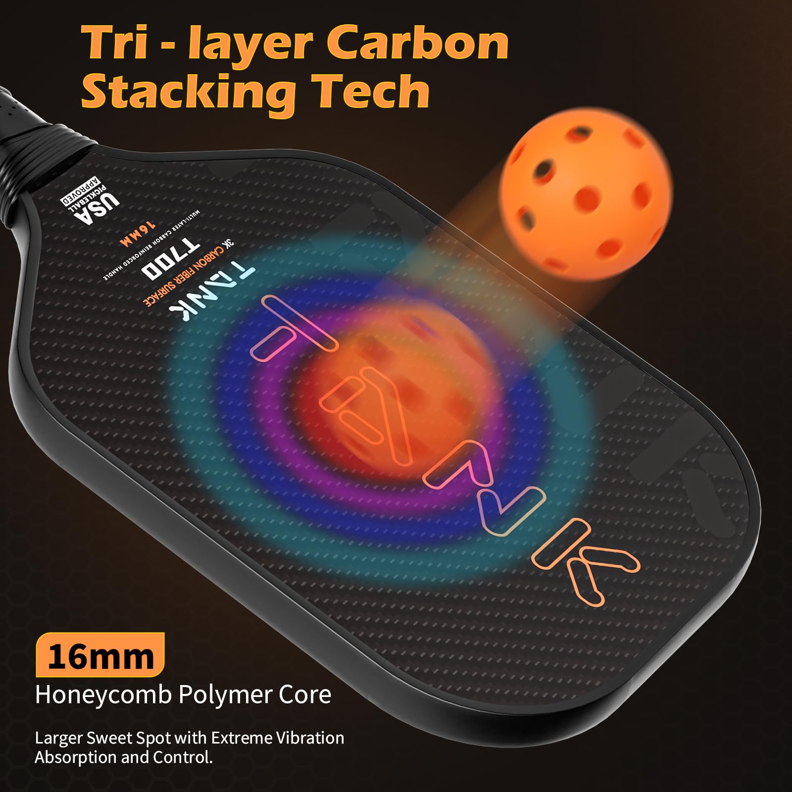 Amazon | タンクピックルボールパドル – 16mm完全包まれたカーボン