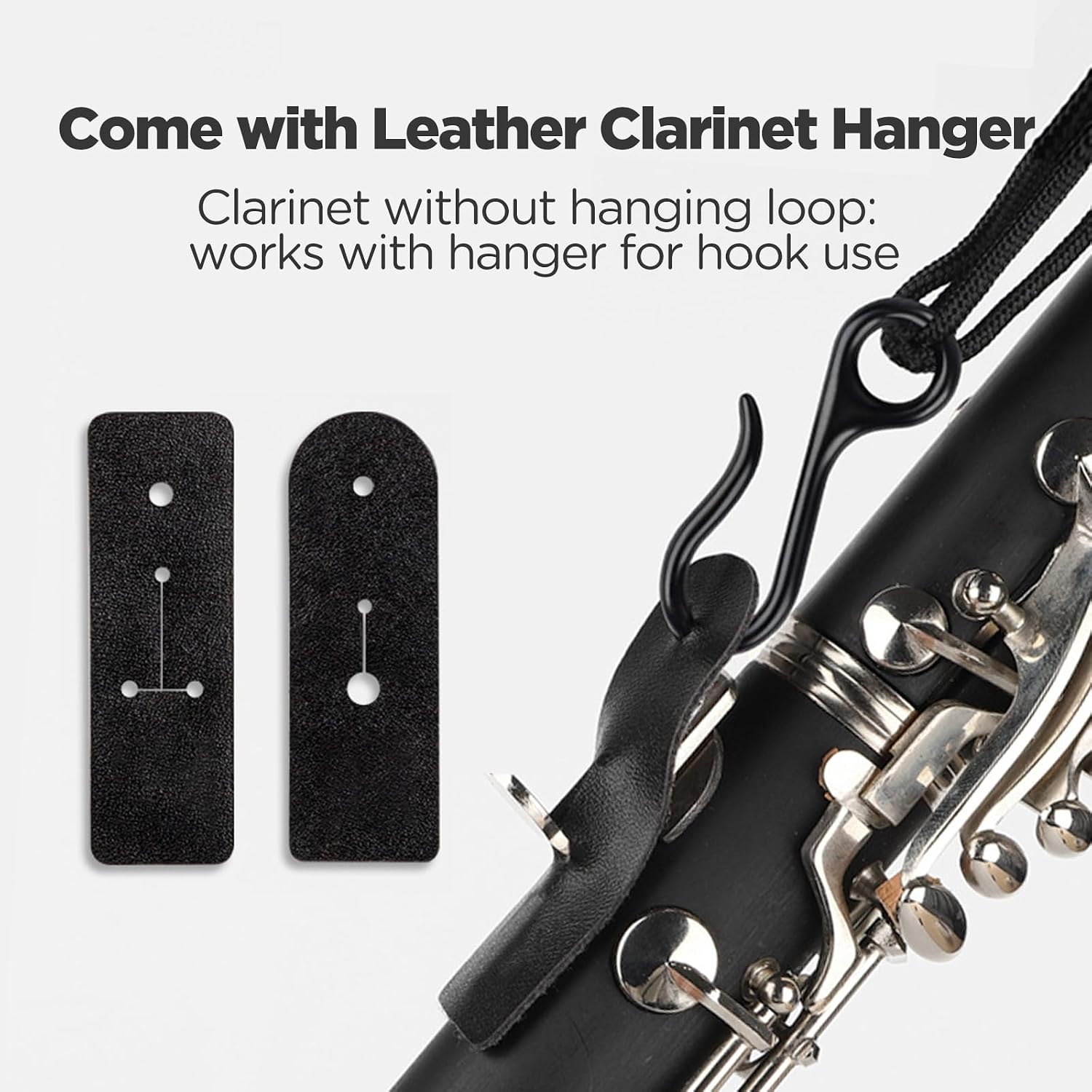 Clarinet Neck Strap with Padded Support, Leather Adjustable Saxophone Strap for Bb/A Clarinet