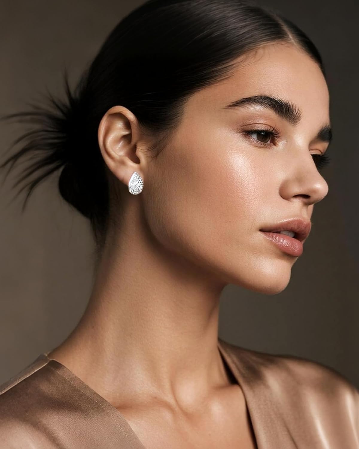 Rhinestone Silver Stud Earrings, Hypoallergenic Sparkly Teardrop Earring for Women Trendy with 925 Sterling Silver Post Cubic Zirconia Wedding Earrings Studs Jewelry - Image 3