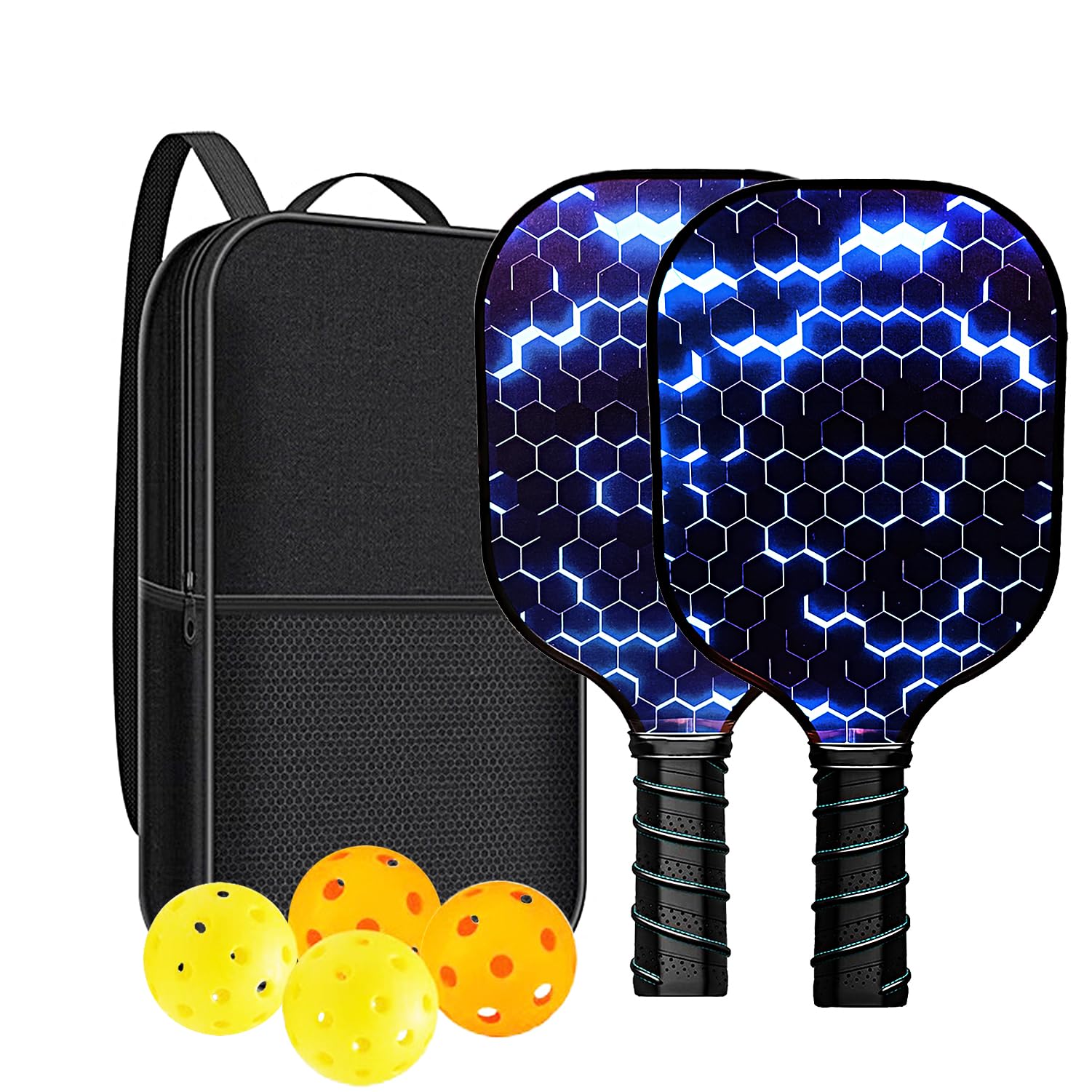 Set di 2 racchette da pickleball in fibra di vetro per principianti, approvate USAPA in fibra di carbonio, confezione da 2 racchette per sottaceti per esterni e interni