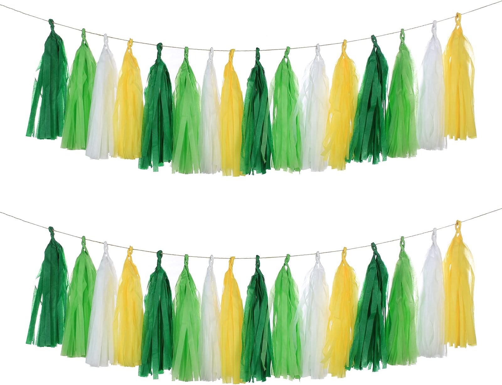 Meetppy GUZON 20PCS Yellow Green White Party Decorations Tissue Party Banner Garland for Bachelorette Engagement Birthday Wedding Baby Bridal Shower Anniversary Garden Tea Party Supplies