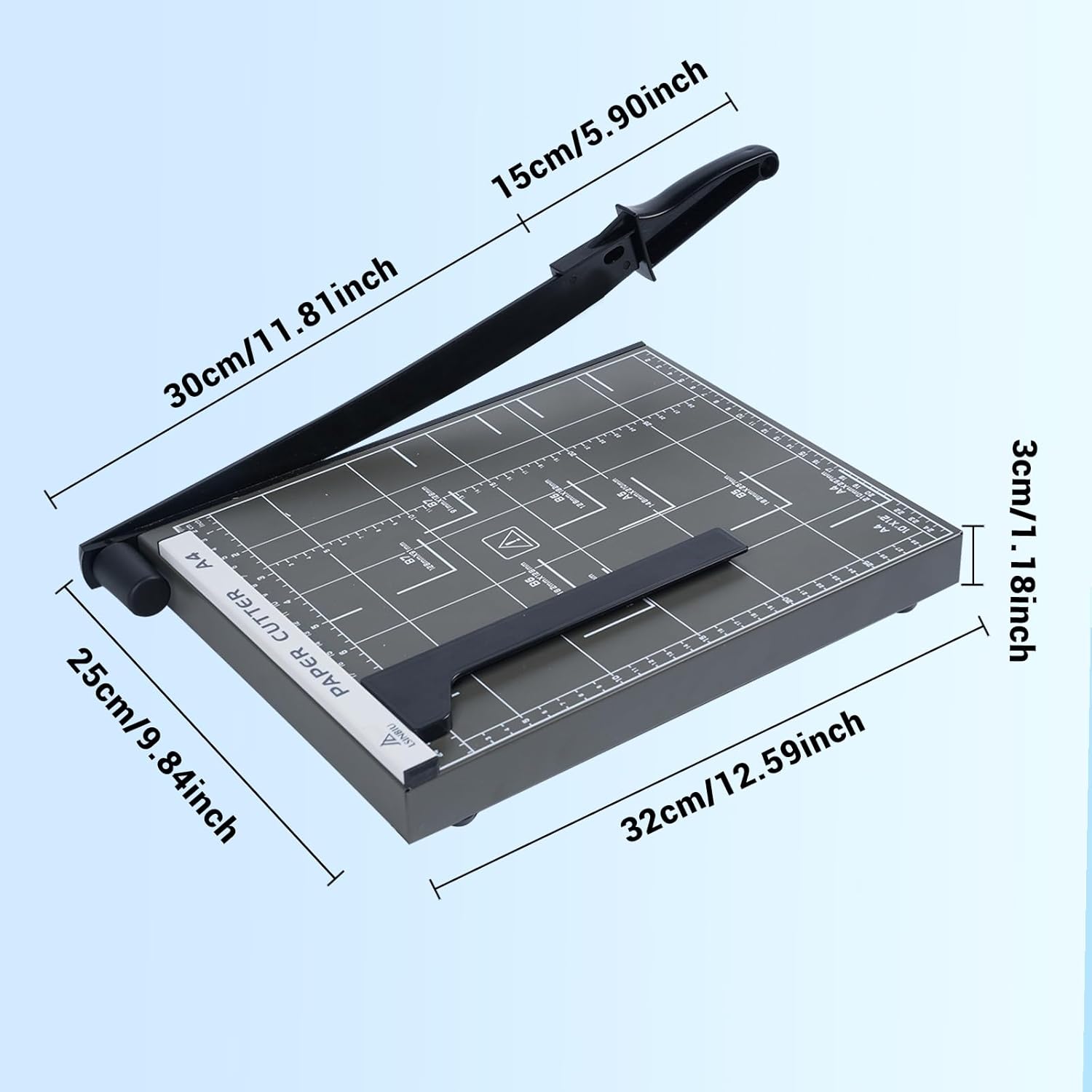 Guillotine Paper Cutter, 12" Cut Length Paper Trimmer with Sharp Blade and Metal Base, 12 Sheets Capacity with Safety Guard, Precision paper slicer for Cutting Paper, Card,Photos,Vinyl