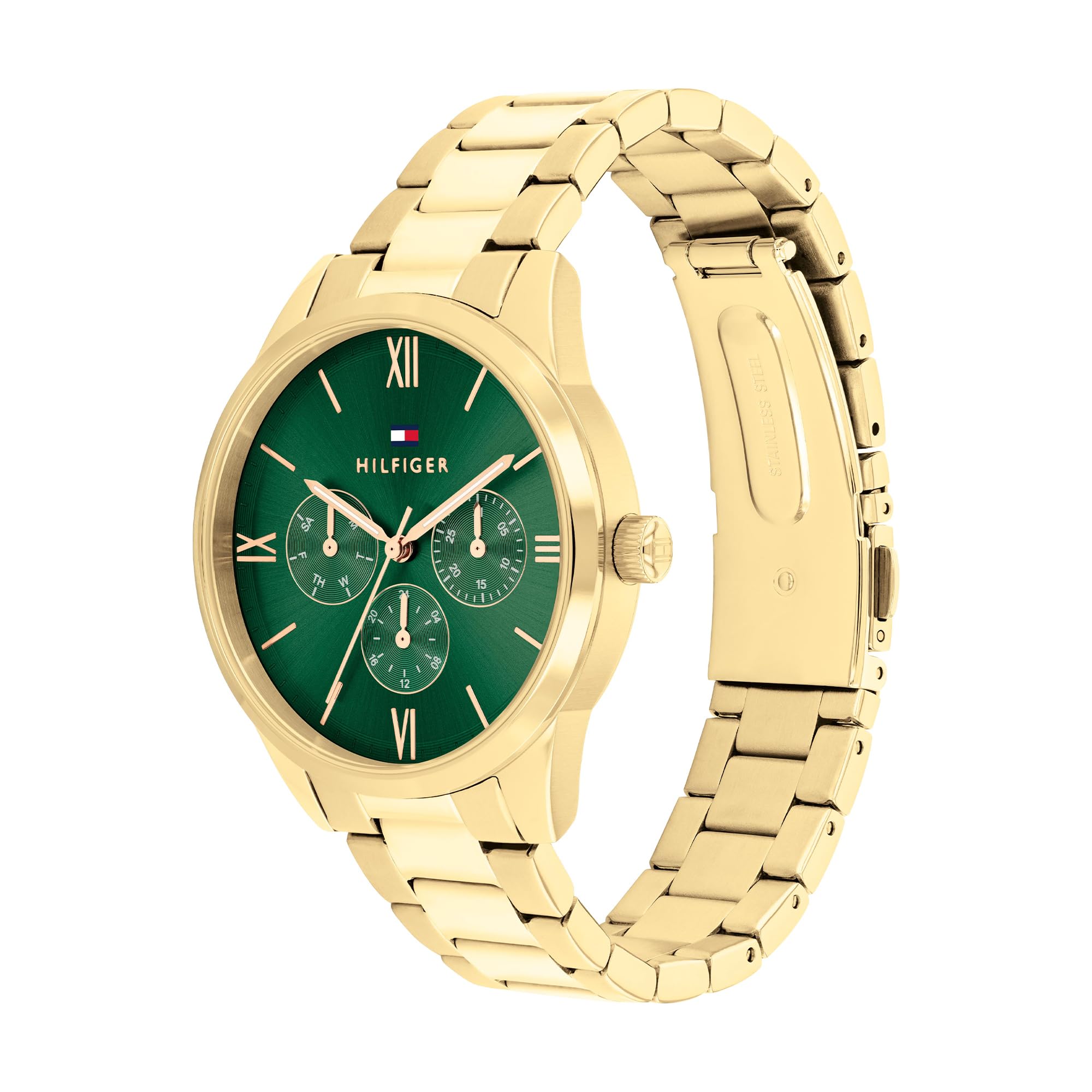 Tommy Hilfiger Multi Zifferblatt Quarz Uhr für Damen mit Edelstahlarmband