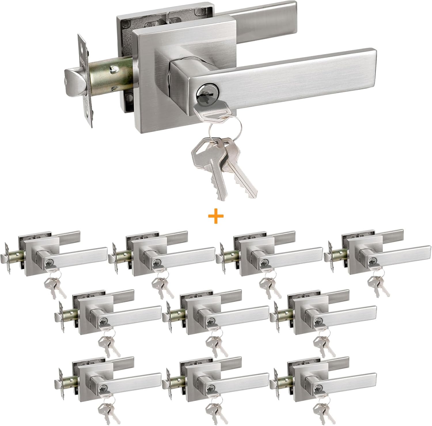 11 Pack Entry Door Lever Handle in Brushed Nickel Finish