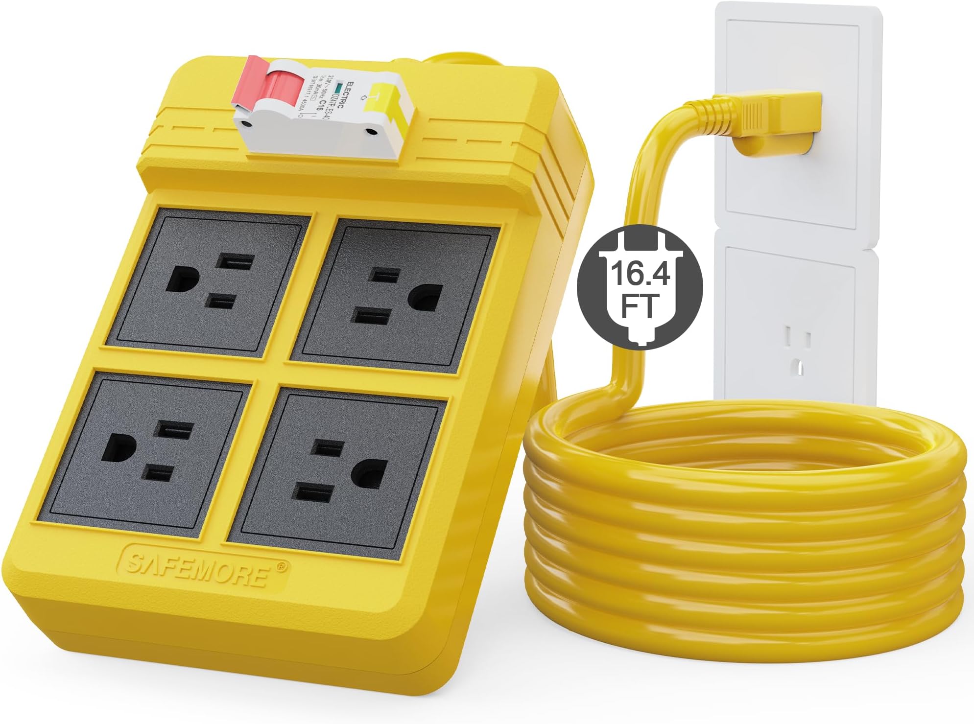 Heavy Duty Extension Cord 16.4 FT, SAFEMORE GFCI Surge