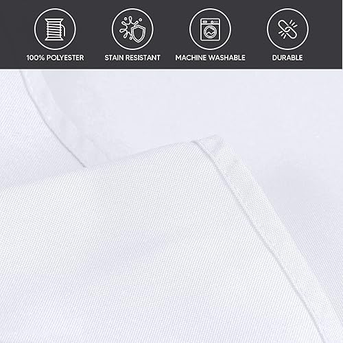 Miniatura 8 de Utopia Kitchen Paquete de 2 manteles redondos 60 pulgadas, blanco mantel lavable a máquina, tela de poliéster para comedor, fiestas de bufé, picnic,