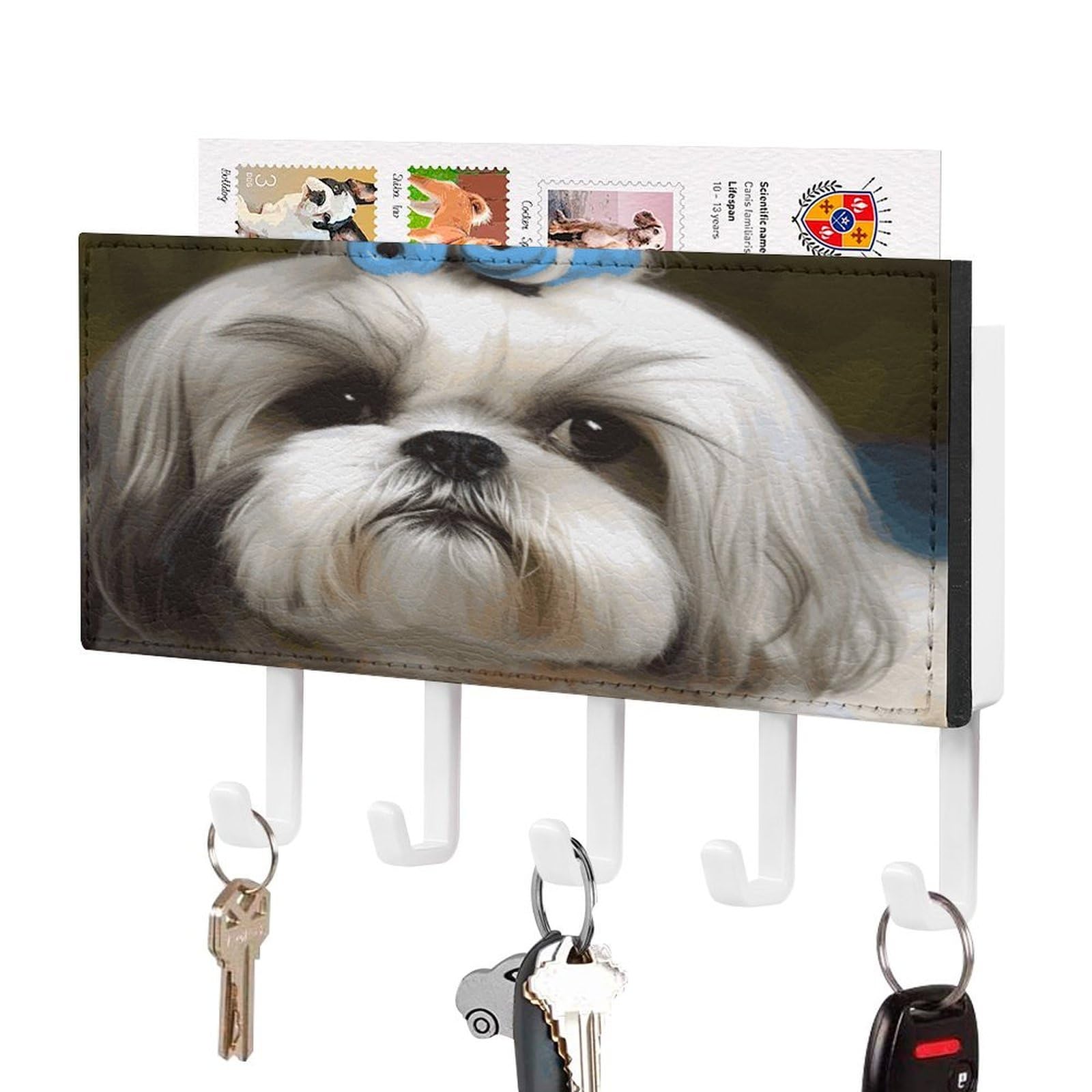 Bandeja organizadora de correo Shih Tzu de pared para organizar las llaves