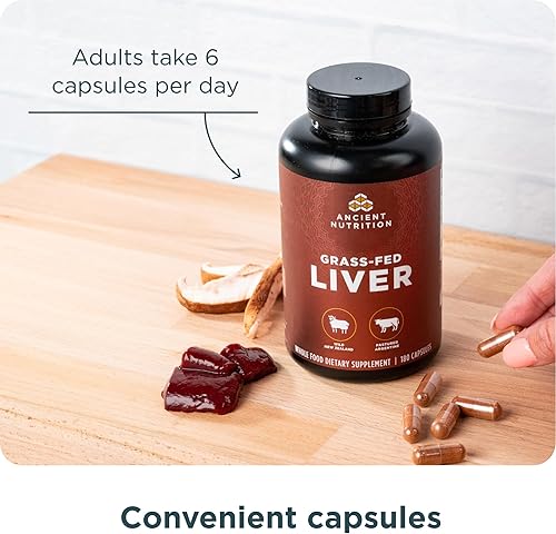 Miniatura 3 de Ancient Nutrition Suplementos de órganos, cápsulas de complejo de órganos alimentados con pasto y salvajes, hígado de carne de res y cordero, apoya