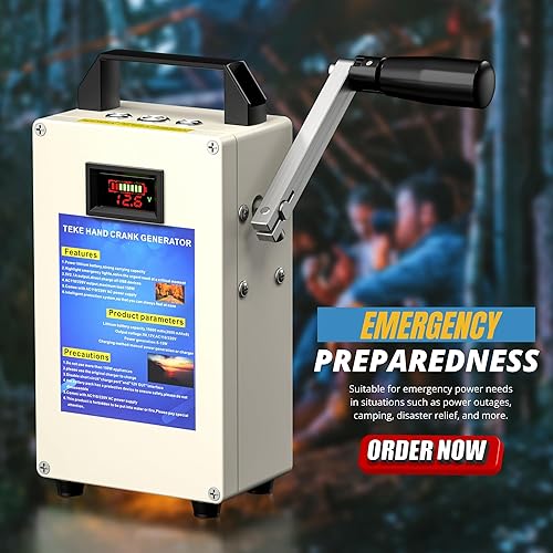 Miniatura 3 de Generador de manivela de mano de 150 W, estación de energía portátil con mango plegable, generador inversor pequeño de aleación de aluminio