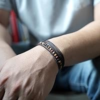 Vista 206 de Handmade Natural Stone Beaded Healing Bracelet Gift for Men Adjustable Rope String Bracelet (picasso jasper, Adjustable)