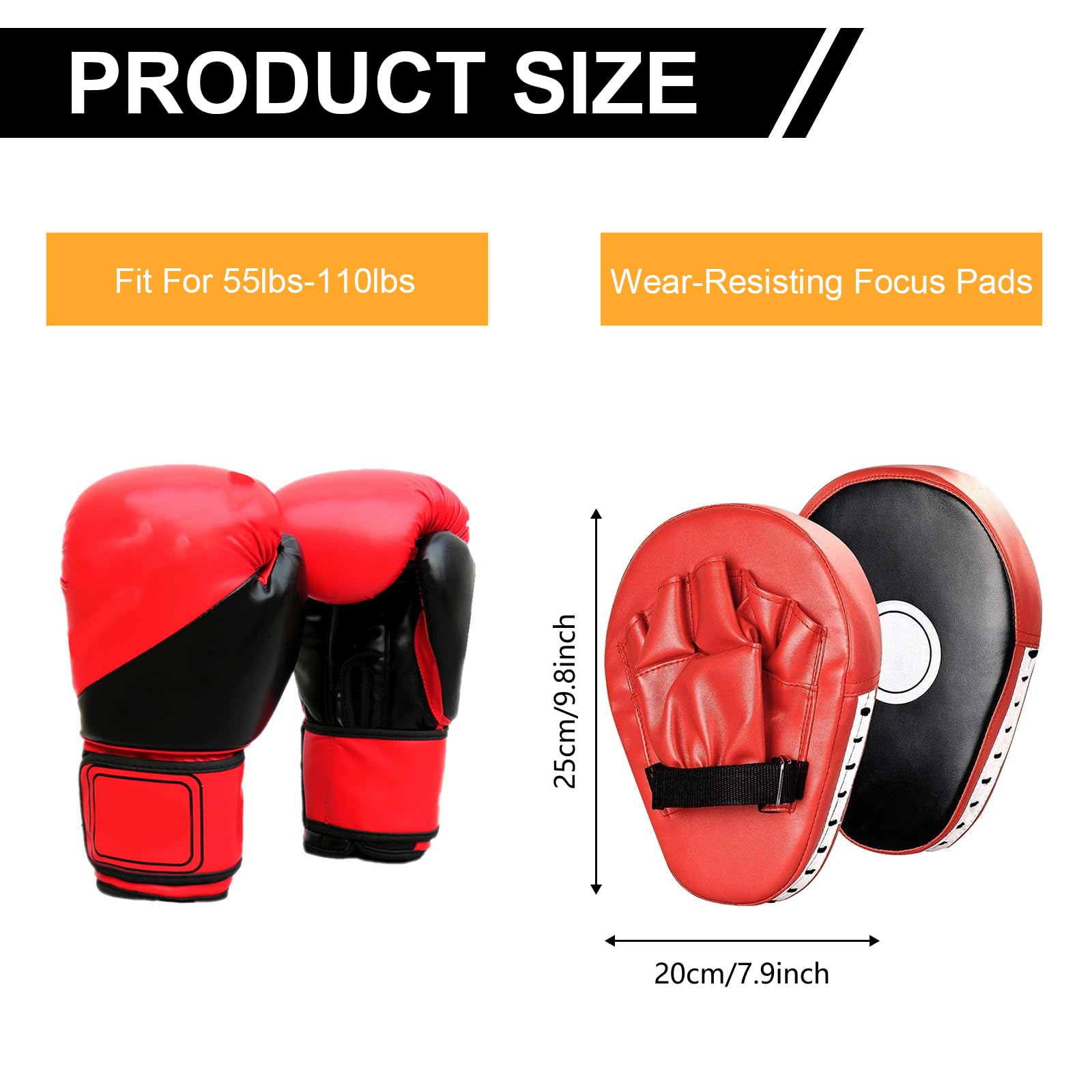 Boxen Training Set, 1 Paar 6 oz Boxhandschuhe und 1 Paar Pratzen für Muay Thai Box Pratzen PU Handpratzen Boxpratzen Boxpads Mitts Boxhandschuhe Set für Kinder Boxausrüstung für Kickboxen